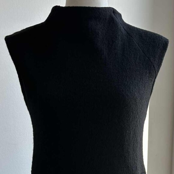 Zara Collection Black Textured Wool Mock-Neck Shift Dress with Pockets – EU L - Picture 3 of 12